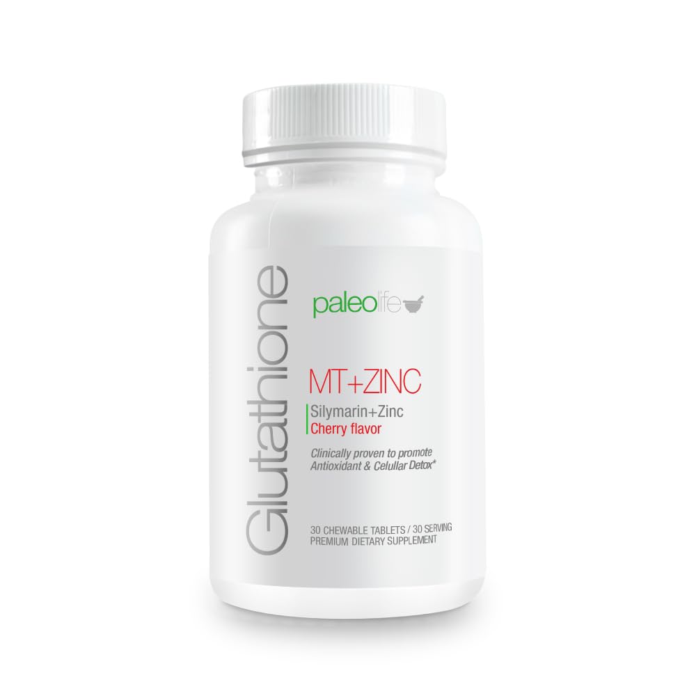 PaleoLife Premium Glutathione + Milk Thistle + Zinc Chewable Tablets, 60 Count