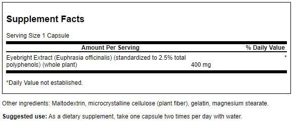 Swanson Eyebright Extract 400 Milligrams 60 Capsules