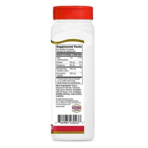21st Century Glucosamine 250mg Chondroitin 200mg Capsules, 120 Count