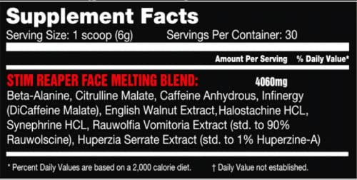 KILLER LABZ Stim Reaper Black High Stimulant Pre-Workout Powder, 6.35 Ounce