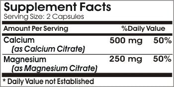 Naturetition Supplements Calcium 500mg and Magnesium Citrate 250mg Capsules, 200 Capsules