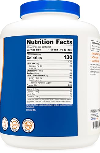 Nutricost Whey Protein Isolate (Unflavored) Powder, 160 Servings