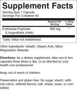 Nature's Blend Echinacea 400 mg Capsules 90 Count
