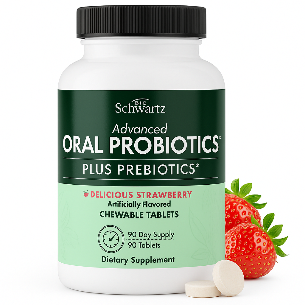 BioSchwartz Oral Probiotics Chewable with Prebiotics 90 Count