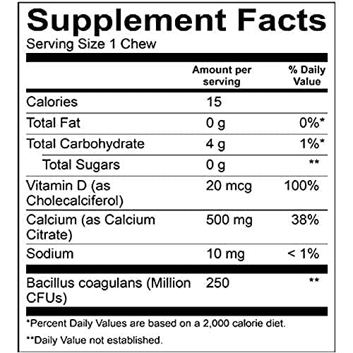 BariatricPal Sugar-Free Calcium Citrate Soft Chews 500mg with Probiotics, 4 Bags