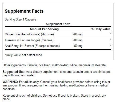 Swanson Full Spectrum Turmeric Acai & Ginger Capsule, 60 Capsules