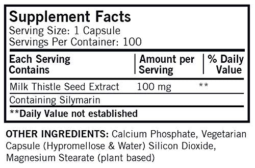 Kirkman Milk Thistle 100 mg Hypoallergenic Capsules, 100 Count