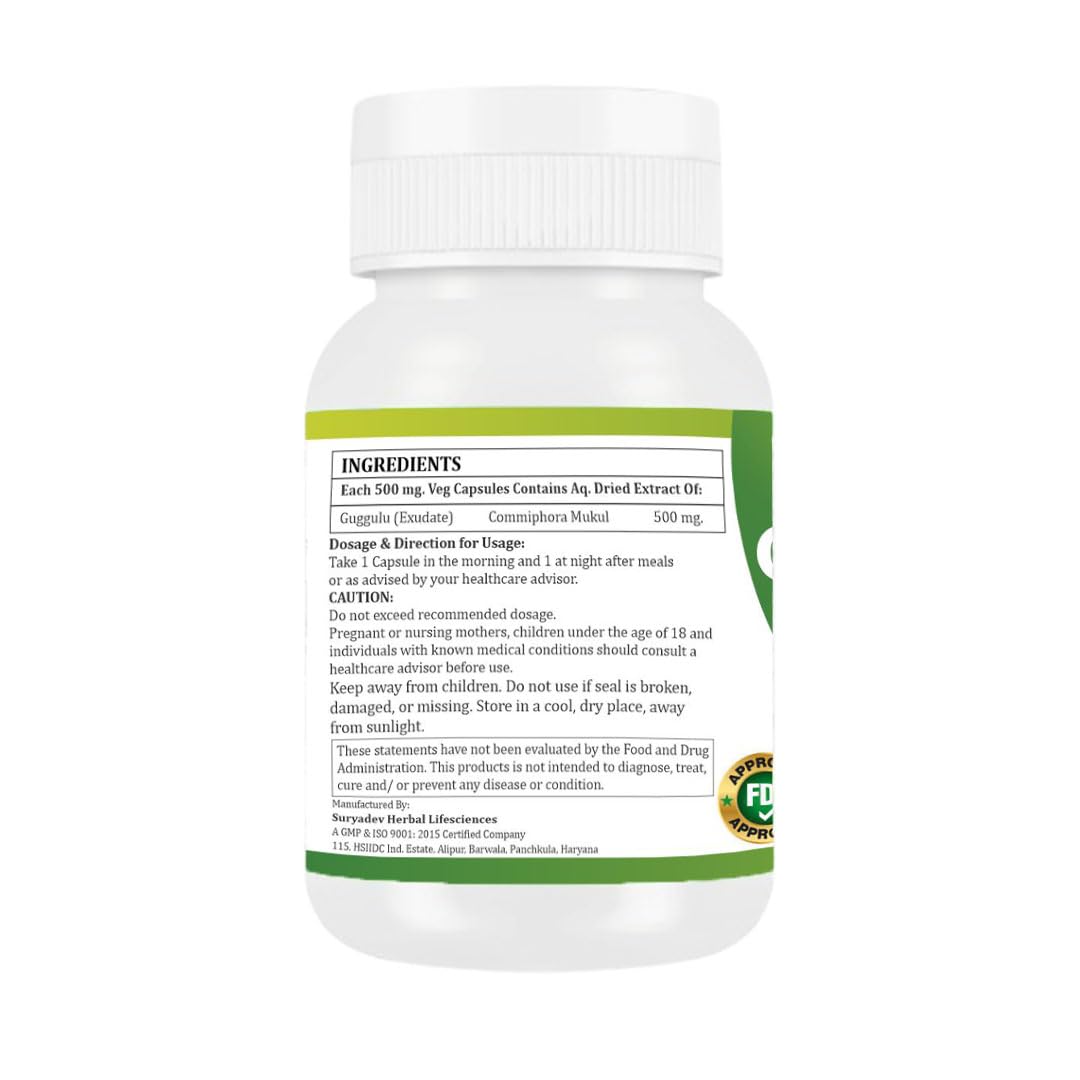 Morsan Healthcare Guggulu (Commiphora Mukul) Vegetarian Capsules, 120 Count