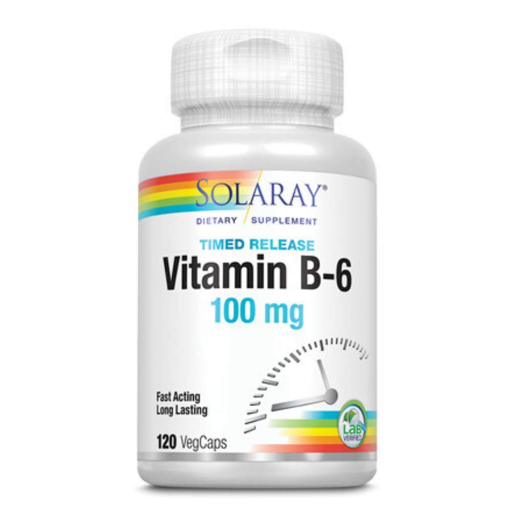 Solaray Vitamin B6 100 mg Supplement Veg Caps 120