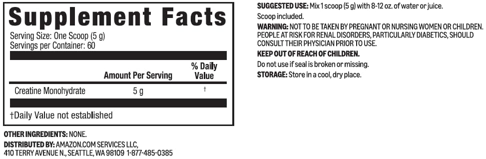 Amazon Basics Creatine Monohydrate Powder, 60 Servings