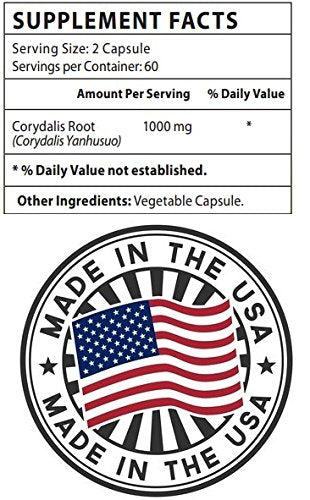Biotech Nutritions Corydalis Dietary Supplement 10:1 Extract 1000 mg Capsule, 120 Count
