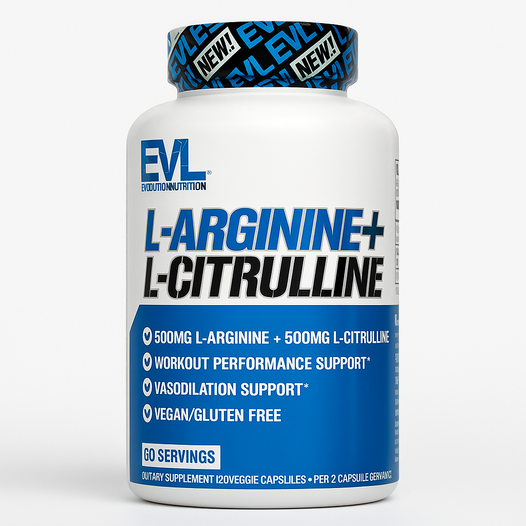 EVL Nutrition L-Arginine & L-Citrulline Nitric Oxide Capsule, 120 Coun