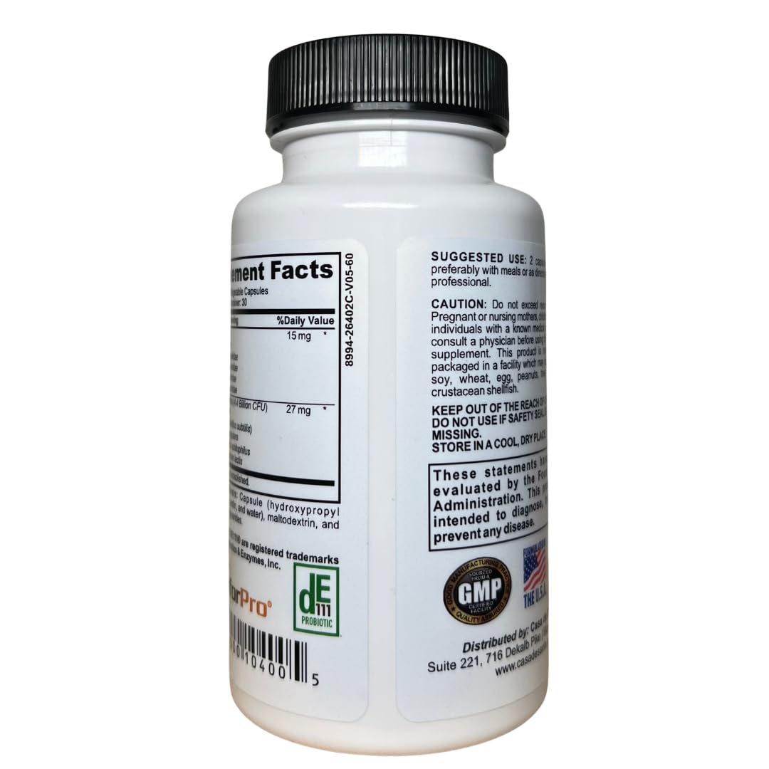 Casa de Sante Advanced Probiotic & Prebiotic Synbiotic with PreforPro Technology 4.4B CFU Capsules, 60 Count