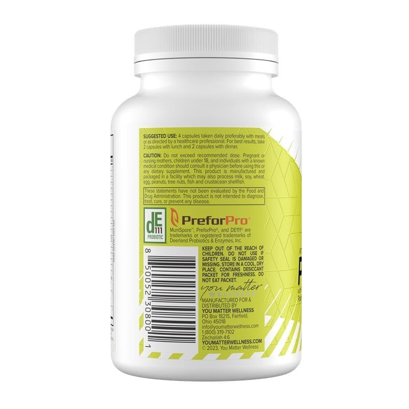 You Matter Wellness ProDigest Digestive Enzymes with Prebiotics, Probiotics, Postbiotics, Gut Health Supplement for Bloating, Indigestion & Regularity Capsule 120 Count