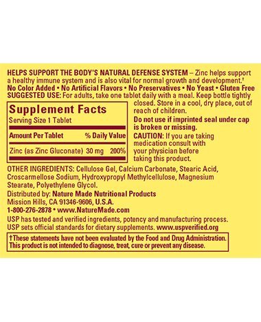 Nature Made Zinc 30 mg 300 Tablets