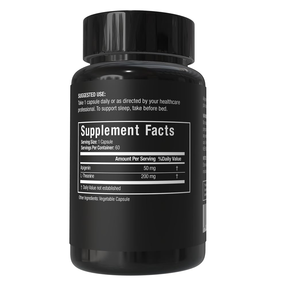 STACKED LAB Apigenin with L-Theanine for Better Sleep Capsules, 60 Capsules