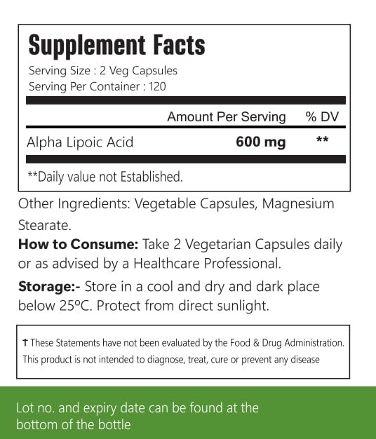 VitaCosmoX Alpha Lipoic Acid Supplement Capsule 240 Count