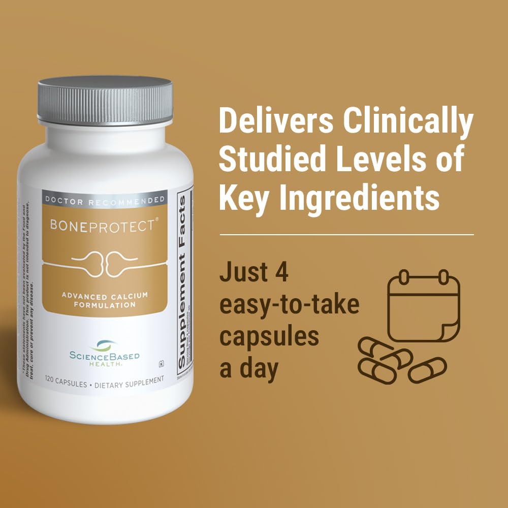 ScienceBased Health BoneProtect Advanced Bone Health Supplement with Calcium Citrate, Vitamin D3, K2 (MK-7), Magnesium and Antioxidants – Supports Bone Density, Heart and Colon Health, 120 Capsules