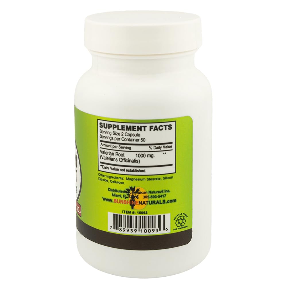 Sunshine Naturals Valerian Root 1000 mg 100 Capsules