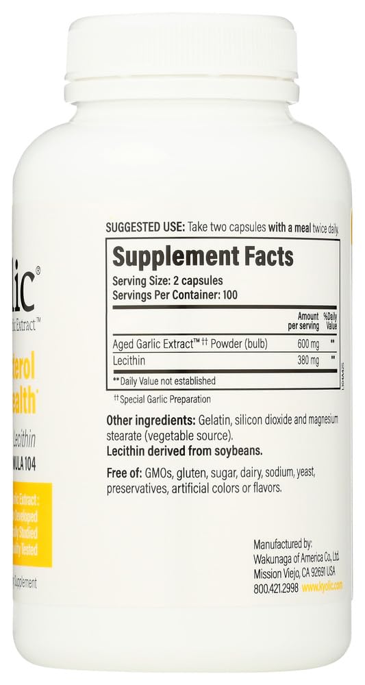 Kyolic #104 Garlic Extract with Lecithin Capsules, 1 Count