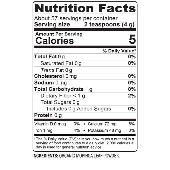 BareOrganics Moringa Leaf Superfood Powder, 8 Ounces