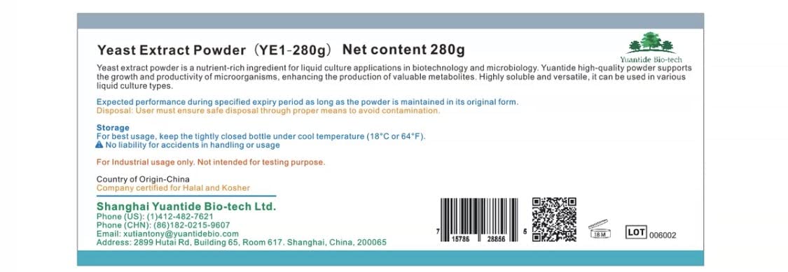 Yuantide Bio-Tech Yeast Extract YC01 Powder, 280g, 1 unit