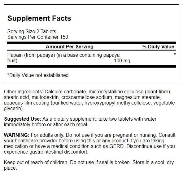 Swanson Papaya Supreme 50 mg Tablet, 300 Count