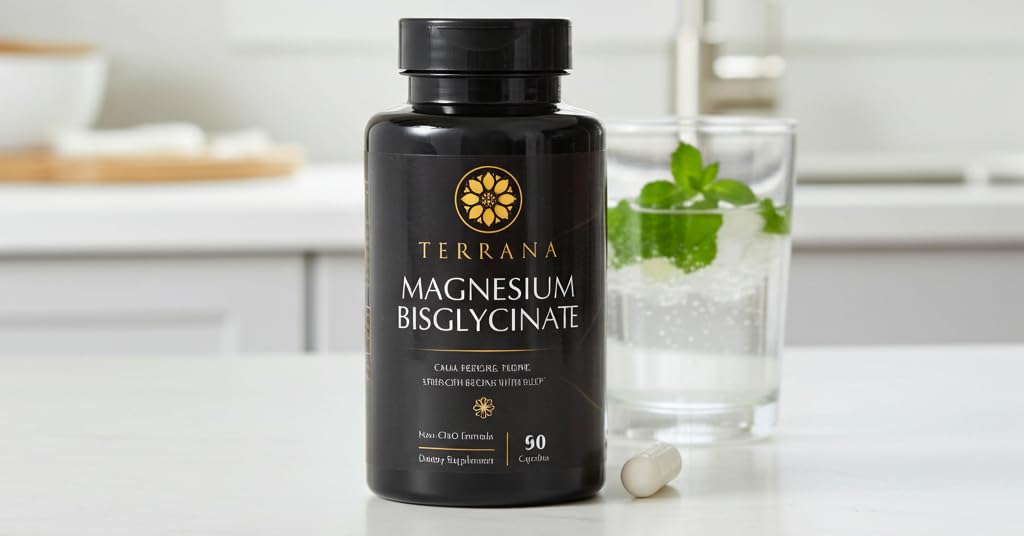 Terrana Magnesium Bisglycinate 200mg Elemental Magnesium Capsules, 60 Count