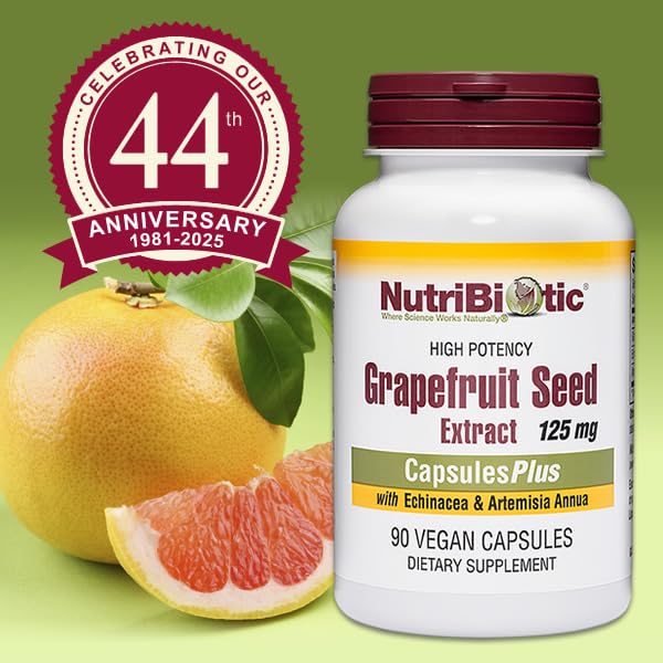 NutriBiotic Grapefruit Seed Extract Capsules, 125 mg, 90 Count
