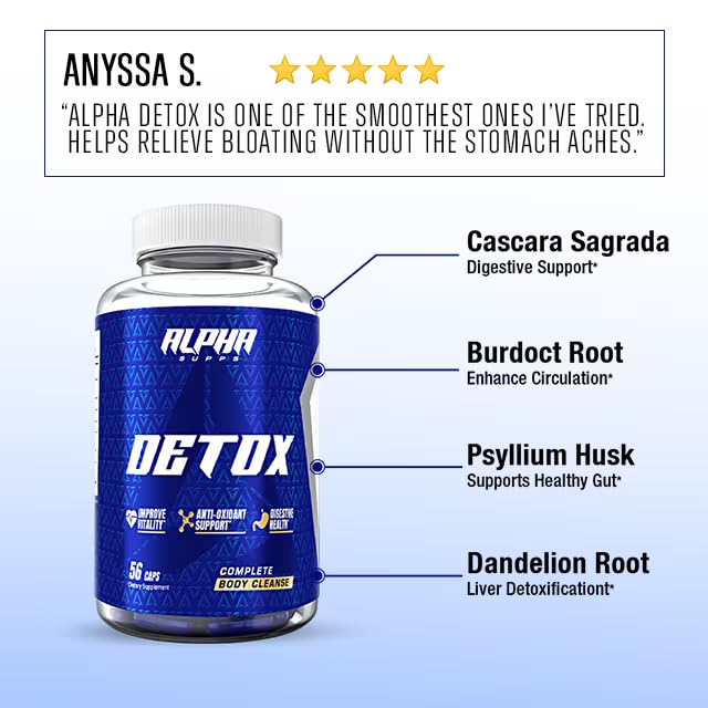 Alpha Supps Detox 14 Day Full Body Cleanse & Gut Support, 56 Capsules