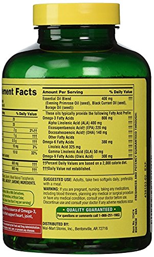 TNDCKP Spring Valley Fish, Flax & Borage Oil Dietary Supplement Softgels, 120 Count (Pack of 2)
