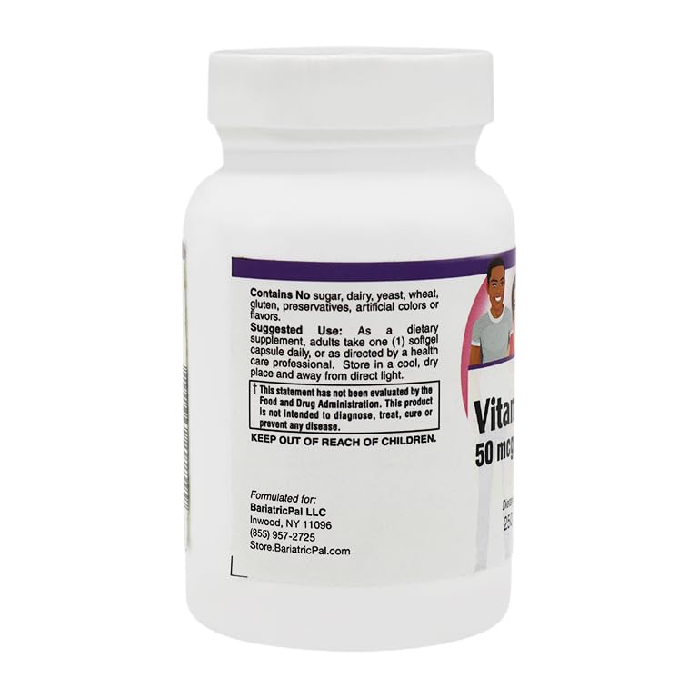 BariatricPal Vitamin D-3 50mcg (2,000 IU) Easy Swallow Vegetarian Softgel, 250 Count