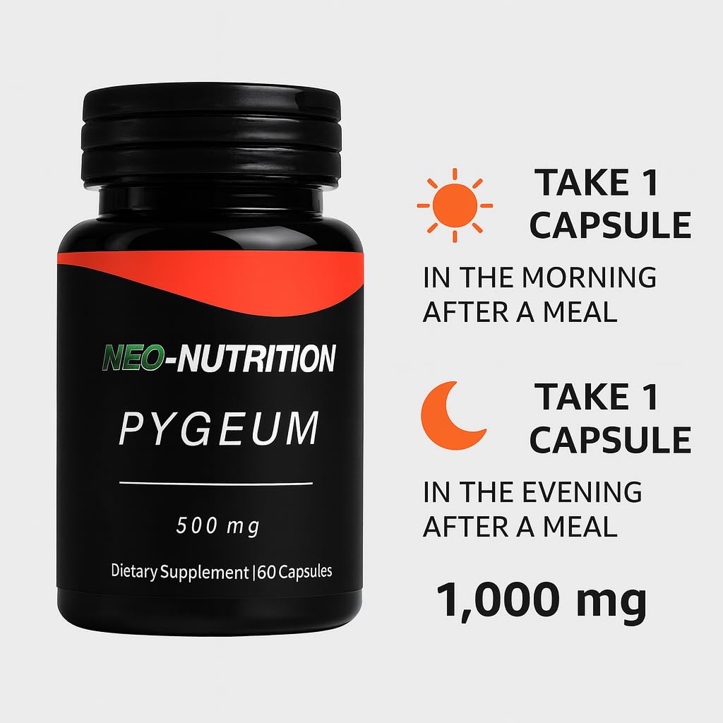 NEO-NUTRITION Pygeum Africanum Bark 500mg Prostate Health Capsules, 60 Count
