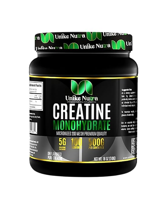 Unike Nutra Creatine Monohydrate Powder, 100 Servings