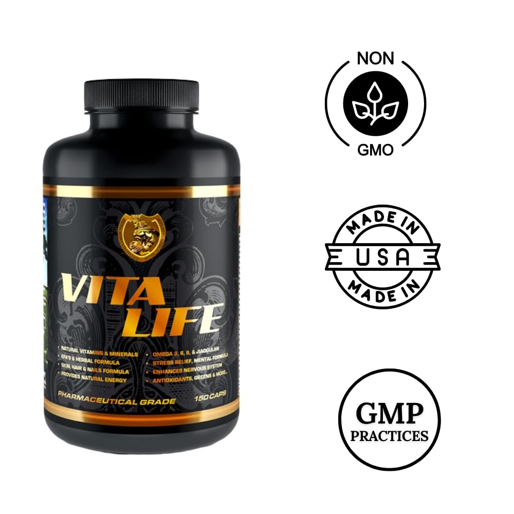 Royal Sports Nutrition Vita Life Complete Multivitamin & Mineral + COQ-10, EFA, Veggies & Herbs Blend Capsules 150