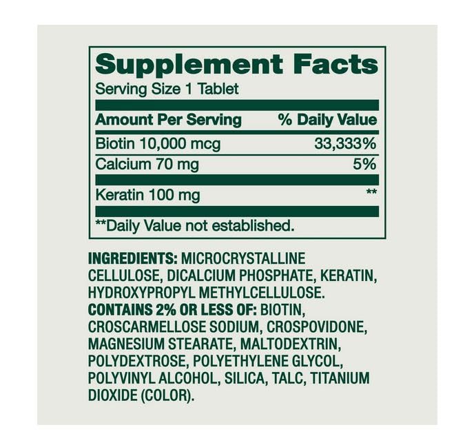 H4U Biotin Plus Keratin Dietary Supplement Tablets 10,000 mcg, 60 Count