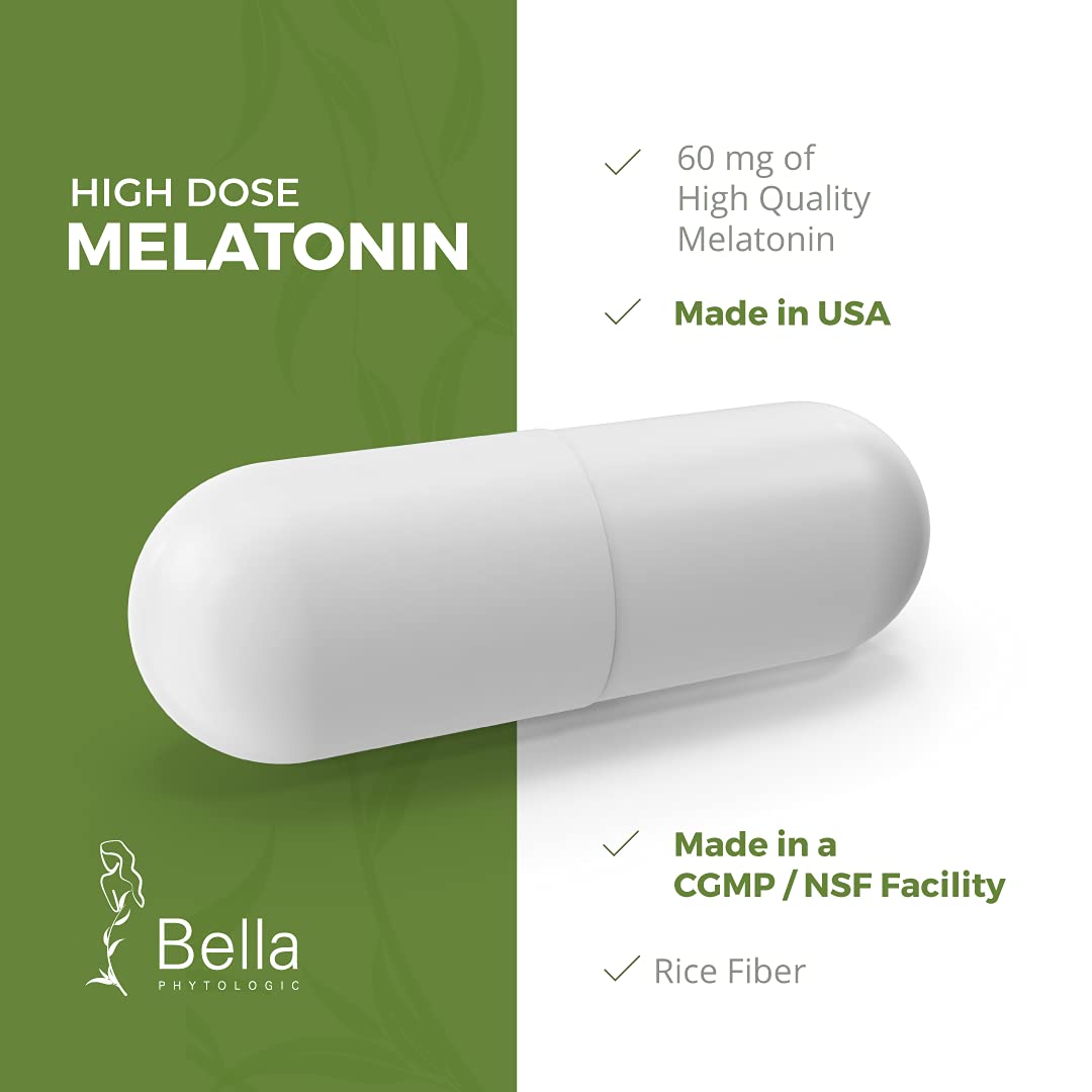 Bella Phytologic Melatonin Pure 60mg Capsule, 60 Count