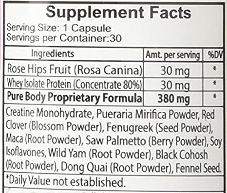 Pure BioTechnologies Butt Enhancer and Breast Enhancer Vitamins Capsule 30 Count