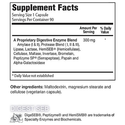 Natural Living Digest+SEB Digestive Enzymes Capsules 90 Count