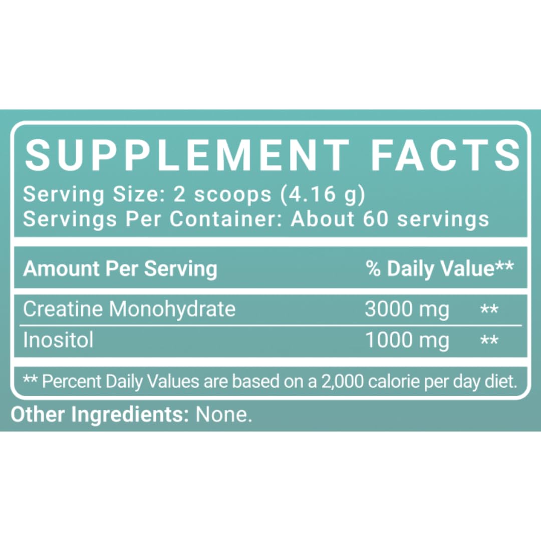 MD Logic Health Creatine + Inositol for Peak Performance & Mental Clarity Powder, 8.88 Ounce