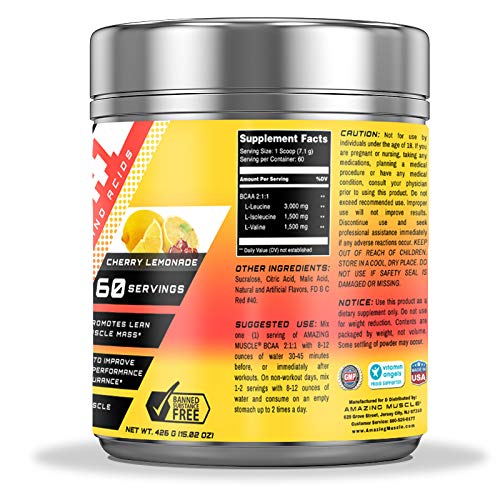 Amazing Muscle BCAA 2:1:1 Branched Chain Amino Acids Supplement Powder 16