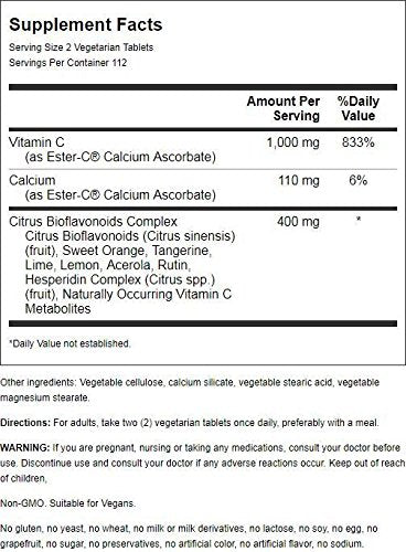 American Health Ester-Vitamin C with Citrus Bioflavonoids 500 mg Tablets, 225 Count
