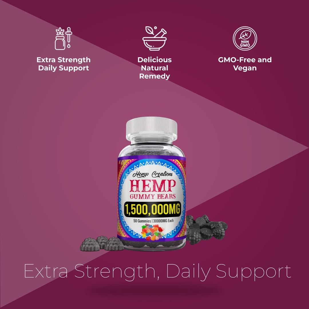 Unknown Organic Hemp Gummies with L-Theanine, Sea Moss & Vitamin B2 - Extra Strength Edible, Vegan, 50 Count