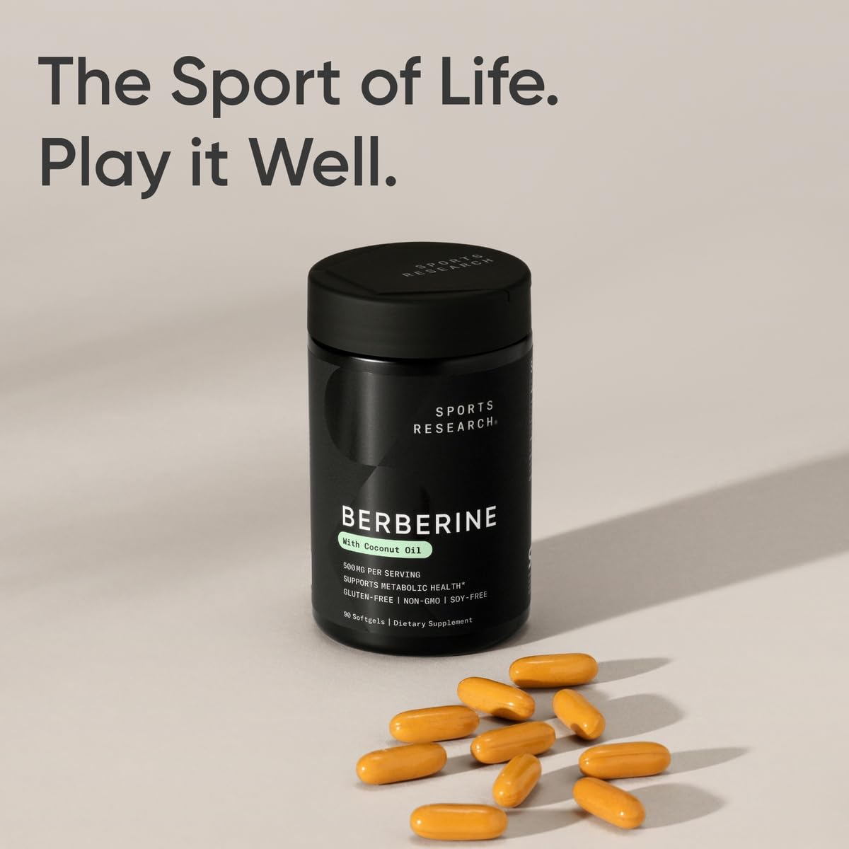 Sports Research Berberine 500mg with Coconut Oil Capsule 90 Count
