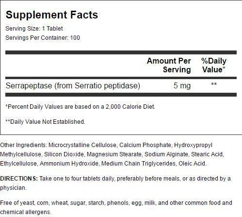 Cardiovascular Research Serraflazyme Serrapeptase Enzyme Tablet 100 Tablets