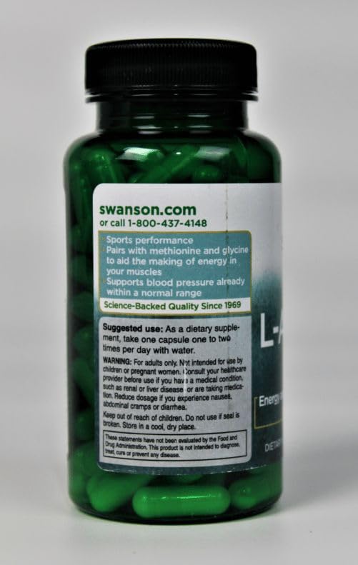 Swanson Amino Acid L-Arginine 500 mg Capsules, 100 Count