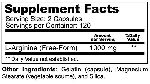 Athlet L-Arginine 1000 mg Capsules 240 Count