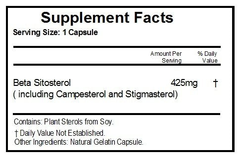 PureControl Supplements Beta Sitosterol 425mg Capsules, 180 Capsules