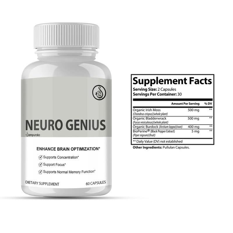 Sampuraka Neuro Genius Advanced Cognitive Support Supplement to uplock Brain Potential 120 Capsules
