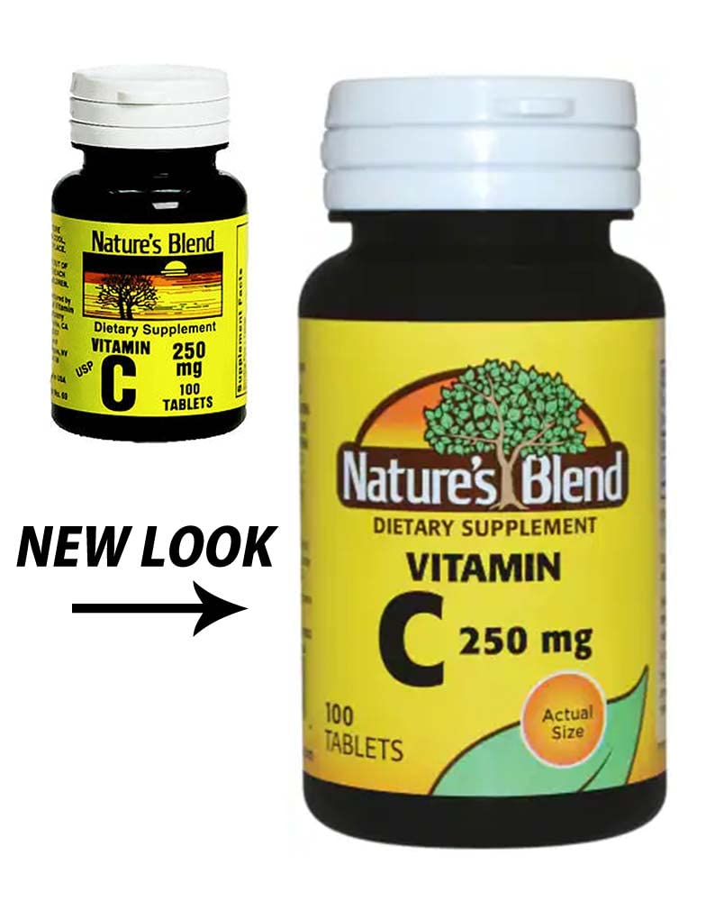 Nature's Blend Vitamin C 250 mg Tablet, 100 Count